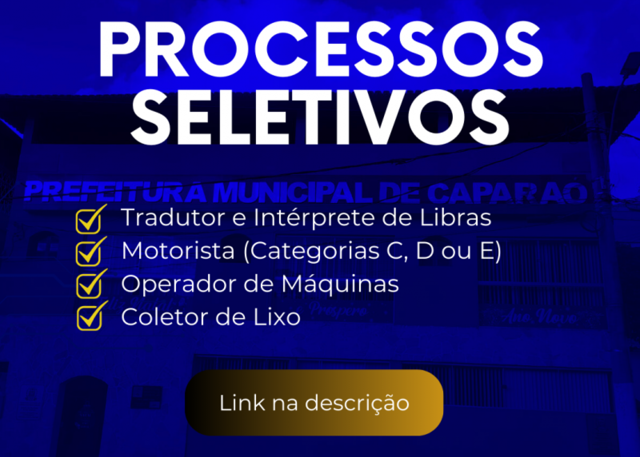 Inscrições abertas para 4 processos seletivos